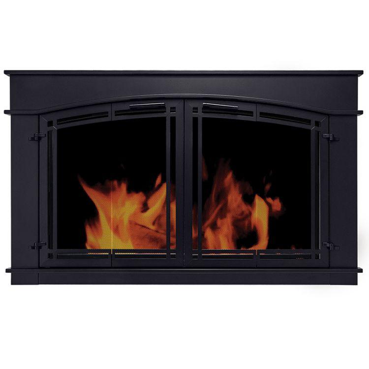 Pleasant Hearth Fieldcrest Black Finish Glass Firescreen Doors