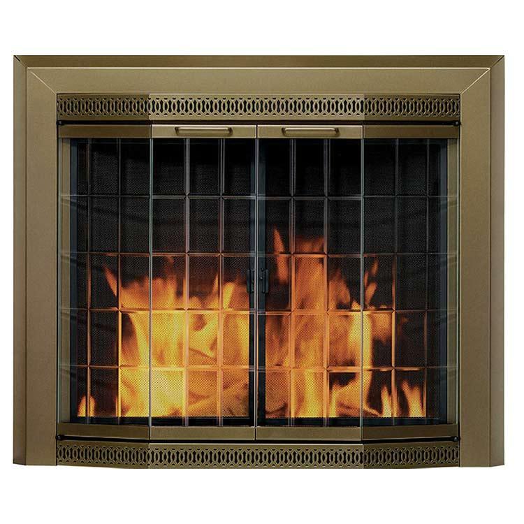 Pleasant Hearth Grandoir Fireplace Glass Door Antique Brass - Image 1