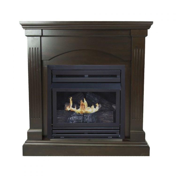 Pleasant Hearth 36 in. Natural Gas Compact Tobacco VF Fireplace System 20K BTU - VFF-PH20NG-2T1