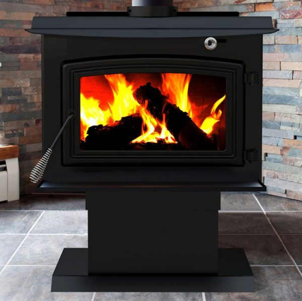 Lifestyle shot of the Pleasant Hearth WS-3029 2,200 Sq. Ft. Large Wood Burning Stove