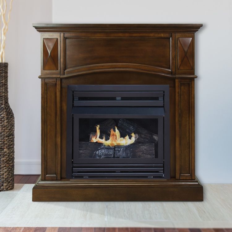 Lifestyle shot of Pleasant Hearth 36 in. LP Compact Cherry VF Fireplace System 20K BTU - VFF-PH20LP-C2