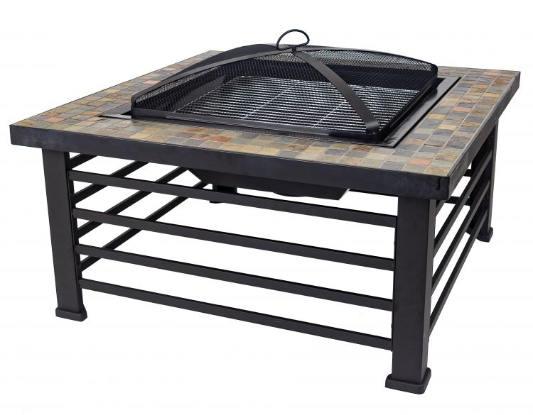 Cascade Square Slate Fire Pit - Pleasant Hearth Fireplace Doors
